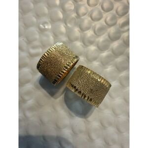 Vtg Milor Italy 925 Vermeil Textured Wide Sterling‎ Cuff Rings Pair 23.4g